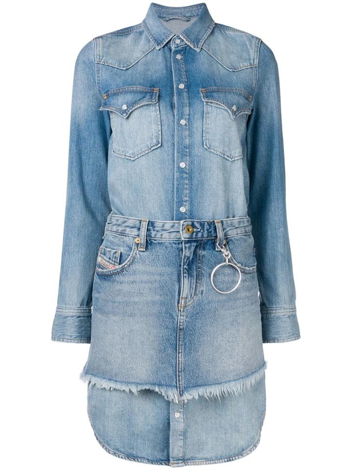 Diesel Chemisier Dress With Mini Skirt - Blue
