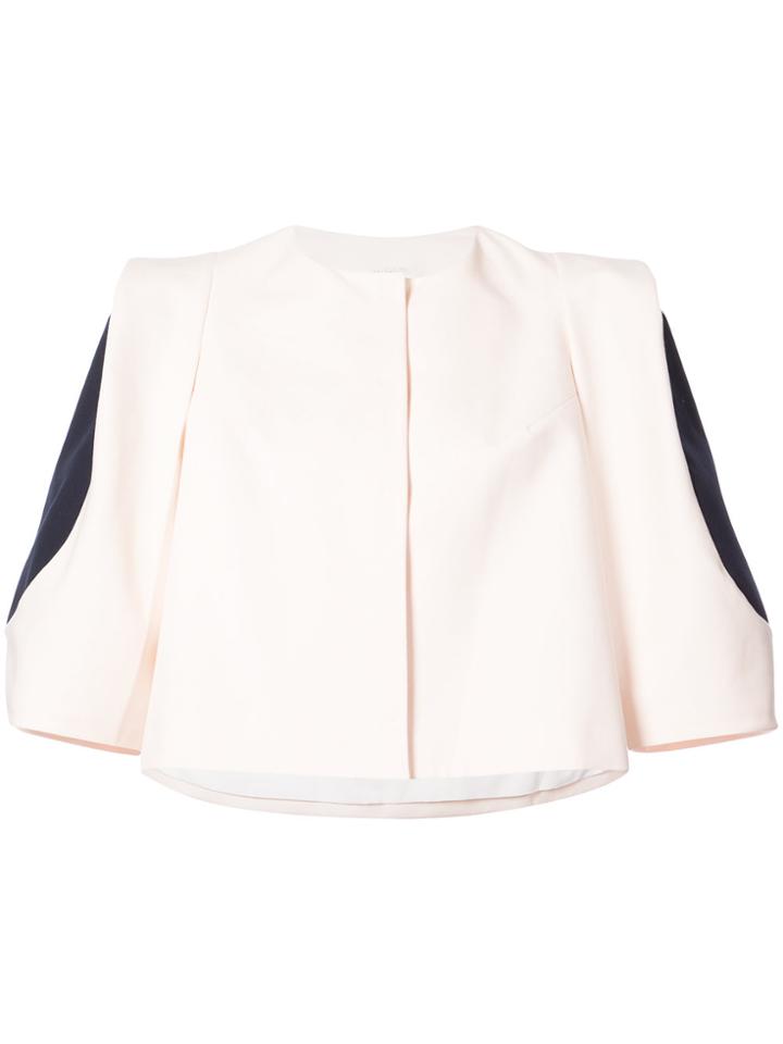 Delpozo Contrast-sleeve Cropped Jacket - Nude & Neutrals