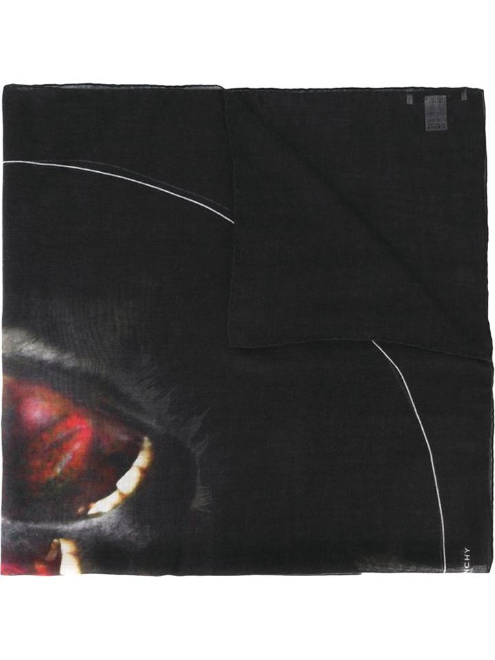 Givenchy Monkey Brothers Scarf, Men's, Black, Silk/cashmere/wool