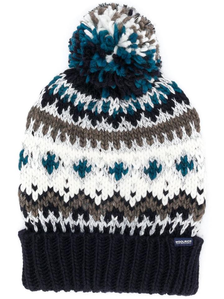 Woolrich Fairisle Pom-pom Beanie Hat - Blue
