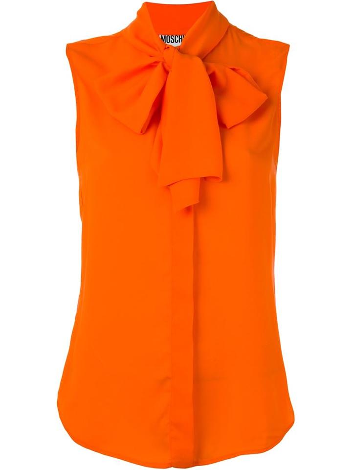 Moschino Pussy Bow Blouse, Women's, Size: 44, Yellow/orange, Polyester