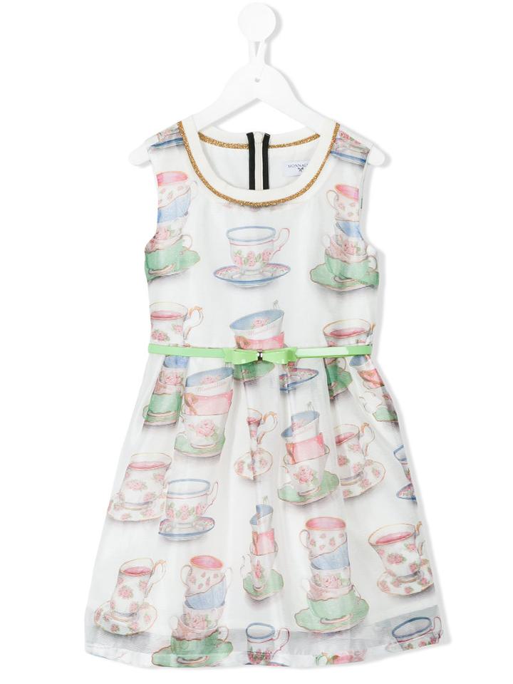 Monnalisa - Tea Print Dress - Kids - Cotton/polyester - 10 Yrs, Girl's, White