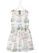 Monnalisa - Tea Print Dress - Kids - Cotton/polyester - 10 Yrs, Girl's, White