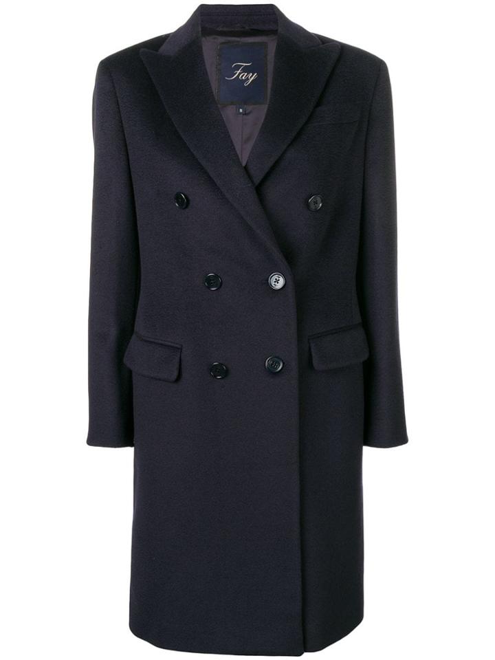 Fay Buttoned Midi Coat - Blue