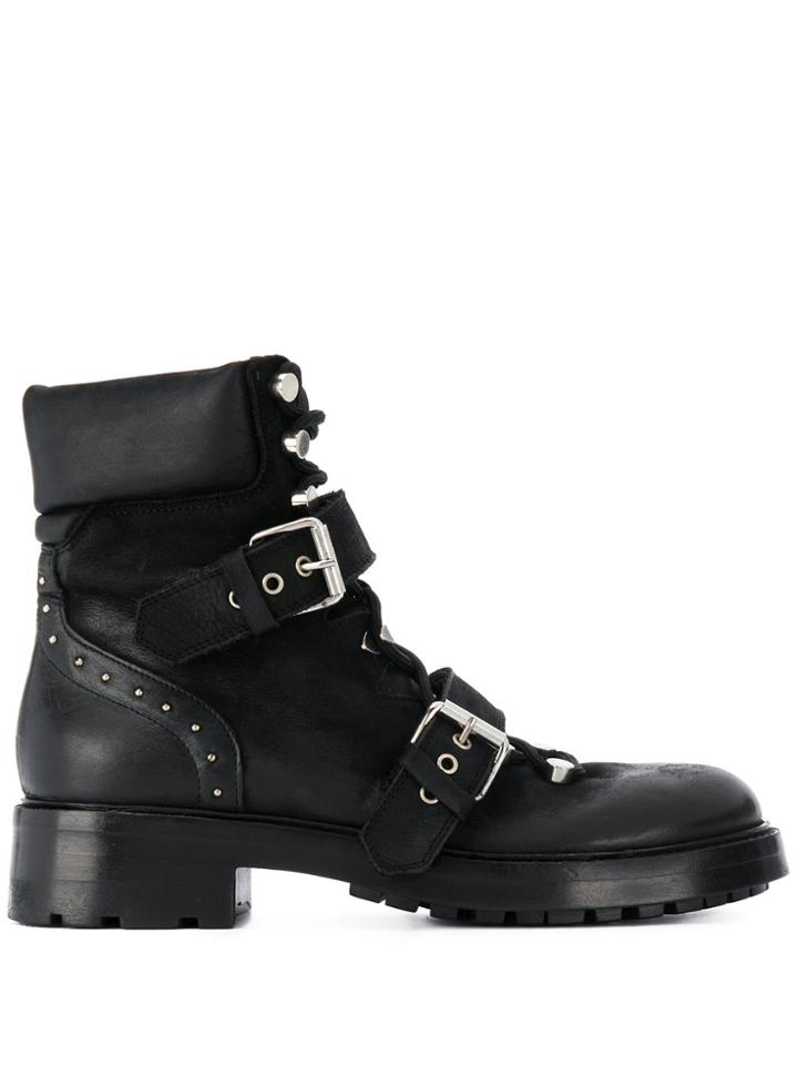 Strategia Buckled Chunky Heel Boots - Black