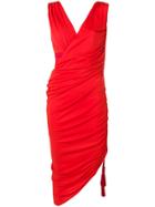 Lanvin Ruched Midi Dress - Red