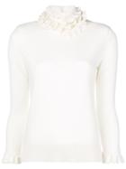Barrie Flying Lace Cashmere Turtleneck Pullover - White