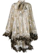 Palomo Spain Ostrich Fringe Blouse - Gold