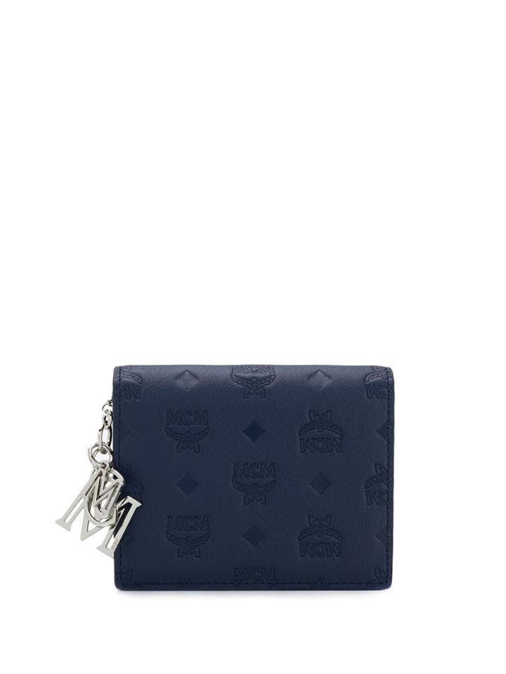 Mcm Embossed Logo Wallet - Blue