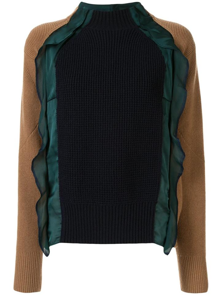 Sacai Contrast Sleeve Jumper - Brown