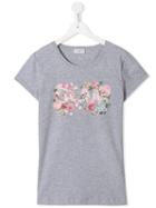 Monnalisa Teen Glam Embroidered T-shirt - Grey