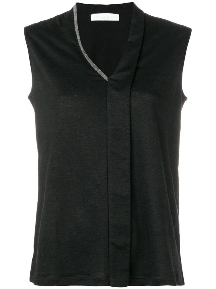 Fabiana Filippi Asymmetric Gemstone Embellished Blouse - Black