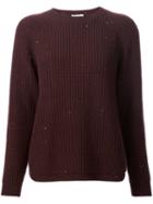 Brunello Cucinelli Textured Pullover, Women's, Size: Small, Red, Silk/cashmere/wool