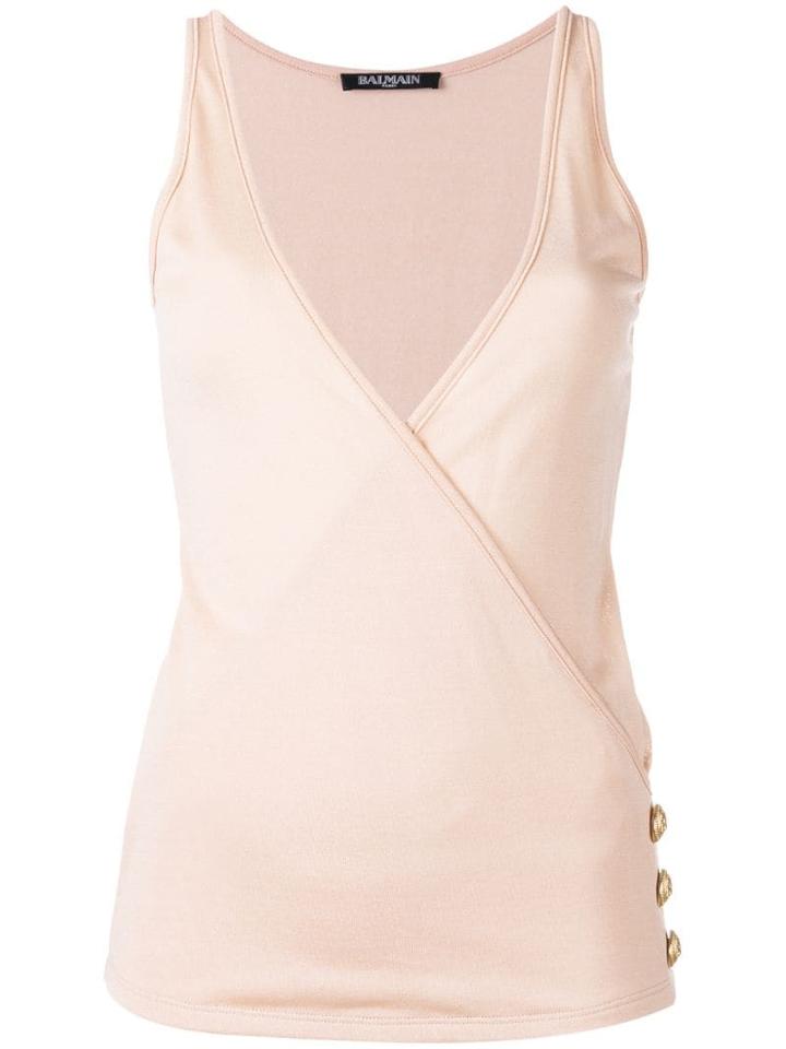 Balmain Wrap Front Vest Top - Pink