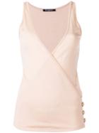 Balmain Wrap Front Vest Top - Pink