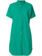 Closed Short Sleeve Shirt Dress - Green