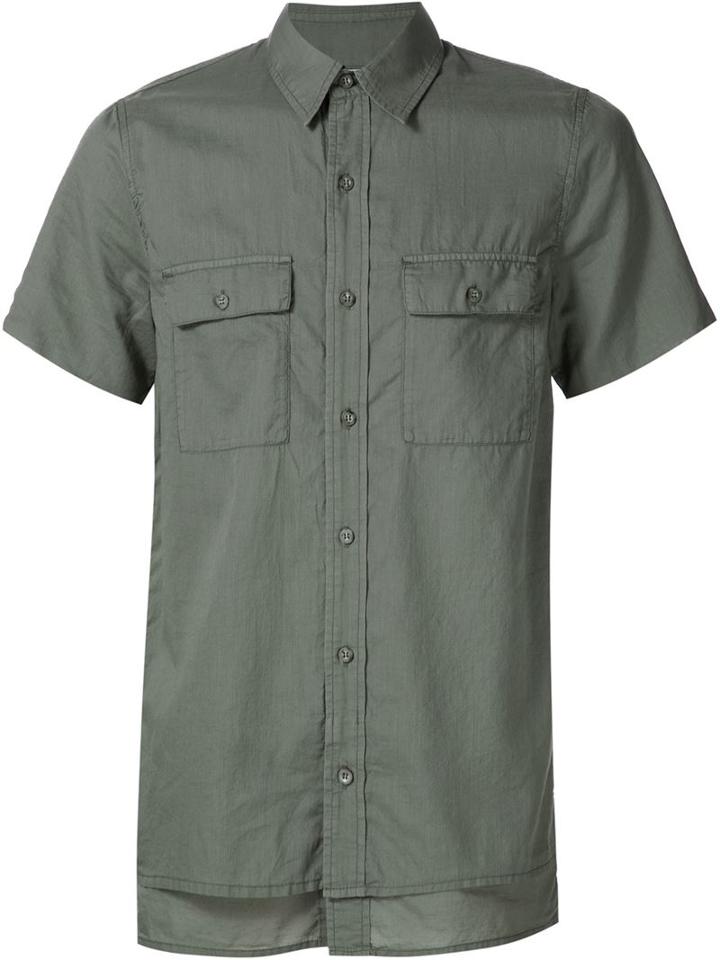 John Elliott Chest Pockets Short Sleeves Shirt, Men's, Size: Small, Green, Cotton