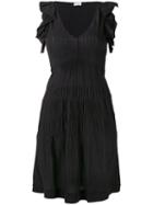 Masscob Ruffled Sleeves Flared Dress, Women's, Size: Large, Black, Cotton