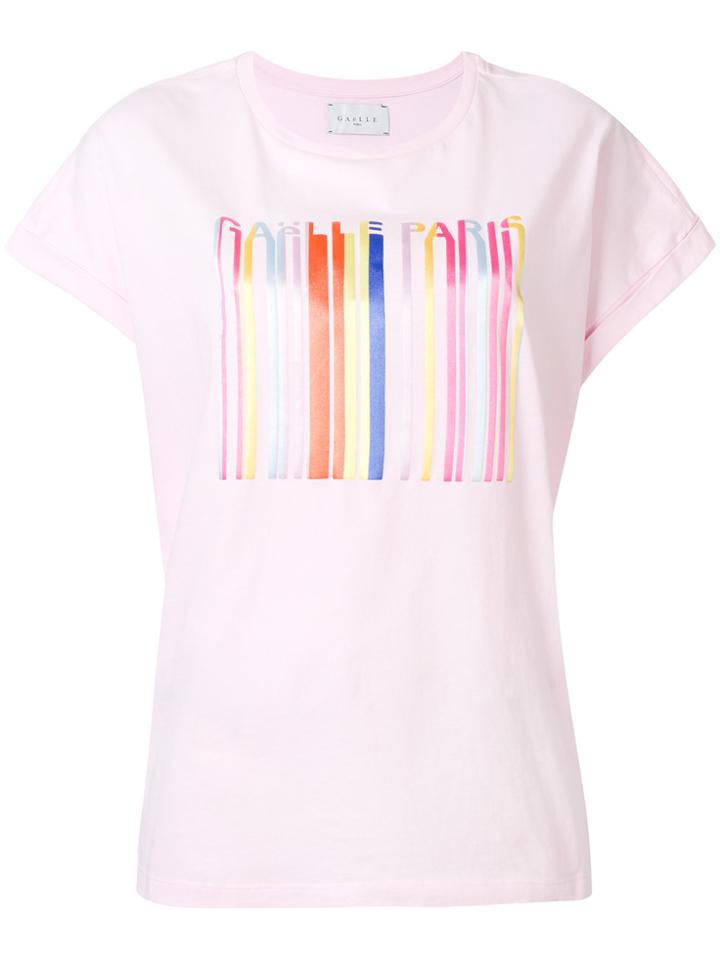 Gaelle Bonheur Striped Detail T-shirt - Pink & Purple