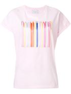 Gaelle Bonheur Striped Detail T-shirt - Pink & Purple