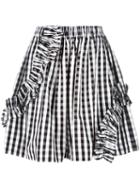 Msgm Elasticated Waistband Striped Skirt, Women's, Size: 40, Black, Cotton