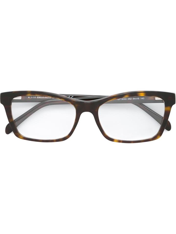Emilio Pucci Rectangular Frame Glasses, Brown, Acetate