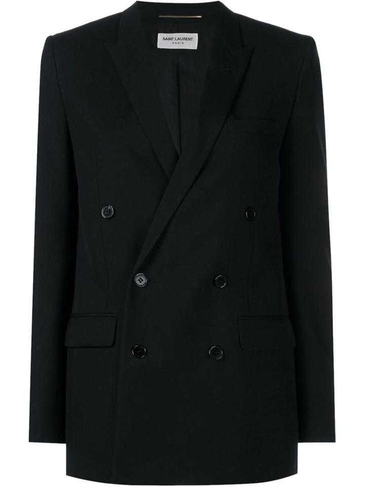 Saint Laurent - Classic Wool Double Breasted Blazer - Women - Silk/wool - 34, Women's, Black, Silk/wool