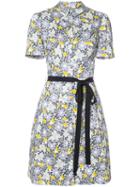 Carolina Herrera - Floral Short Sleeve Shirtdress - Women - Cotton/spandex/elastane - 6, Pink/purple, Cotton/spandex/elastane