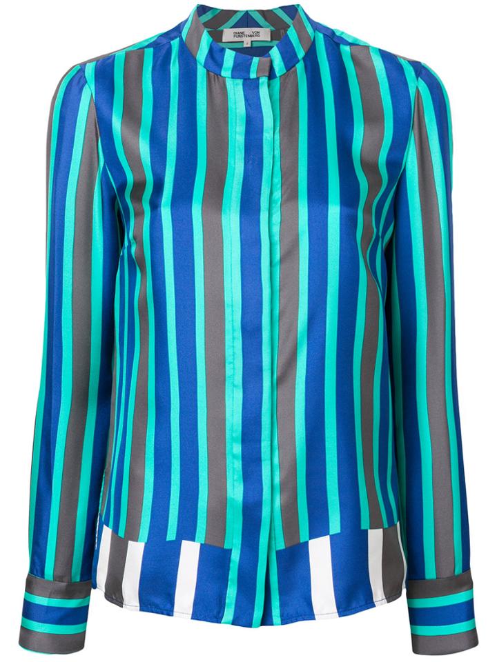 Dvf Diane Von Furstenberg Striped Long-sleeved Blouse - Blue