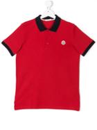 Moncler Kids Logo Patch Polo Shirt - Red