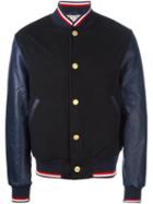 Thom Browne Varsity Bomber Jacket, Men's, Size: 1, Blue, Calf Leather/cupro/cashmere