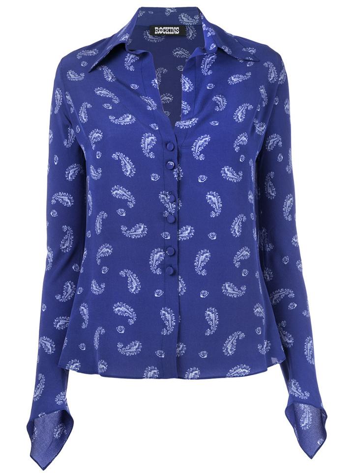 Rockins Guns'n'rockins Shirt, Women's, Size: Medium, Blue, Silk