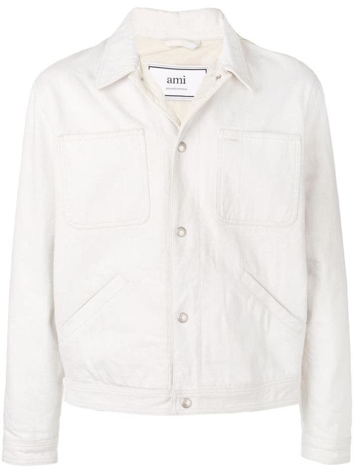 Ami Paris Buttoned Denim Jacket - White