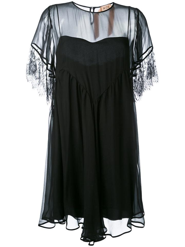 No21 - Sheer Panel Dress - Women - Silk/polyamide/viscose - 46, Black, Silk/polyamide/viscose