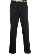 White Sand Contrast Belt Straight Trousers - Blue