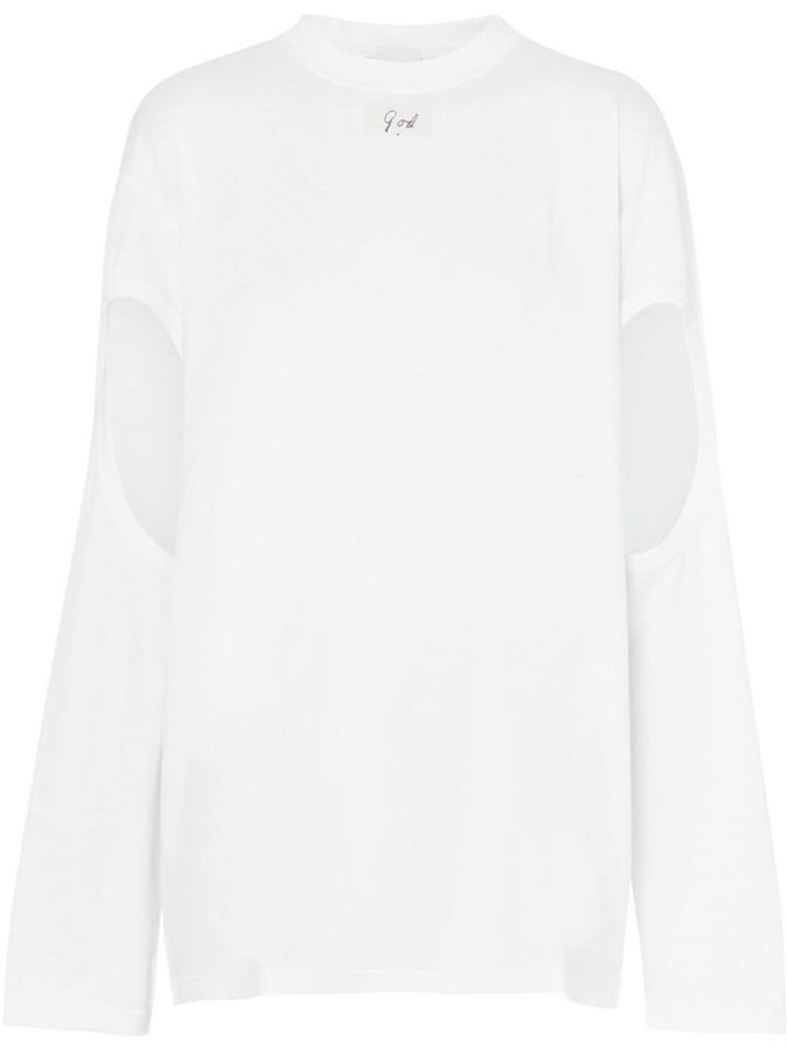 Burberry Long-sleeve Cut-out Detail Montage Print Cotton Top - White