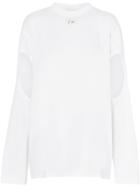 Burberry Long-sleeve Cut-out Detail Montage Print Cotton Top - White