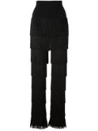 Norma Kamali Layered Fringed Leggings - Black