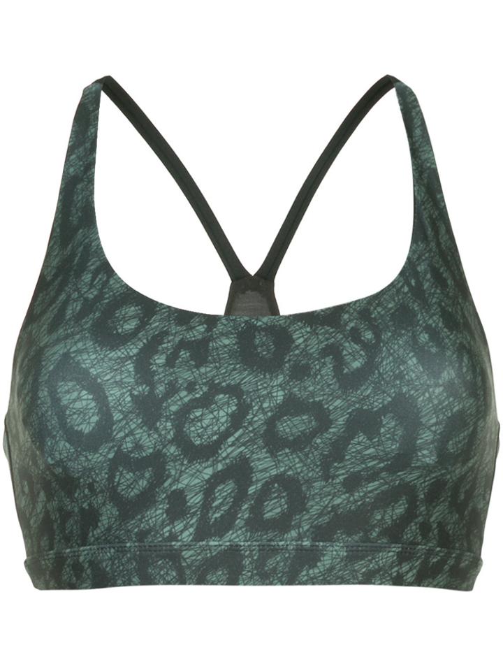 Nimble Activewear Cropped Leopard Top - Green