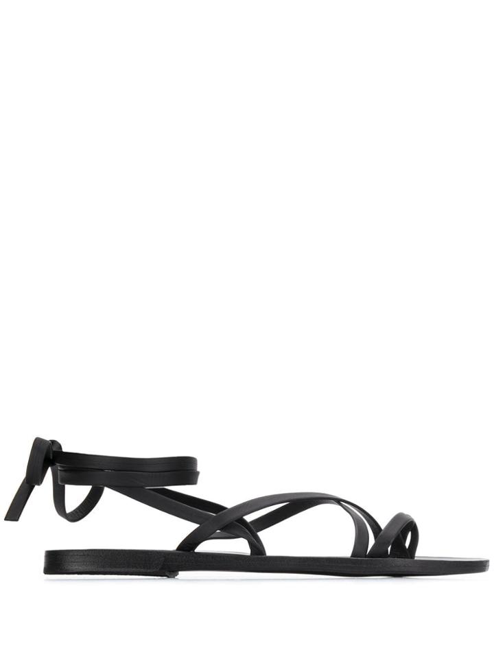 Ancient Greek Sandals Tie Around Sandals - Black