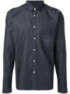 Balmain Cotton Shirt With Embroidered Balmain Medallion - Blue
