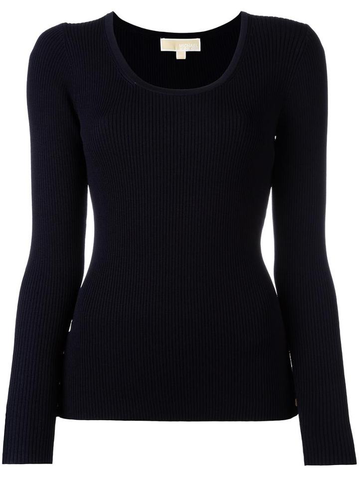 Michael Michael Kors Round Neck Jumper, Women's, Size: Large, Blue, Viscose/nylon