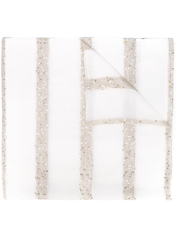 Eleventy - Glitter Striped Scarf - Women - Polyamide/polyester/modal/viscose - One Size, Women's, White, Polyamide/polyester/modal/viscose