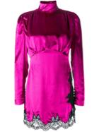 Alessandra Rich Funnel Neck Mini Dress, Women's, Size: 40, Pink/purple, Rayon/silk/polyamide