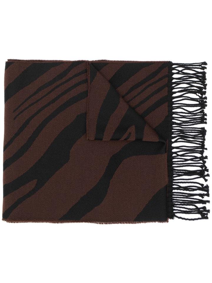 Roberto Cavalli Zebra Pattern Scarf - Black