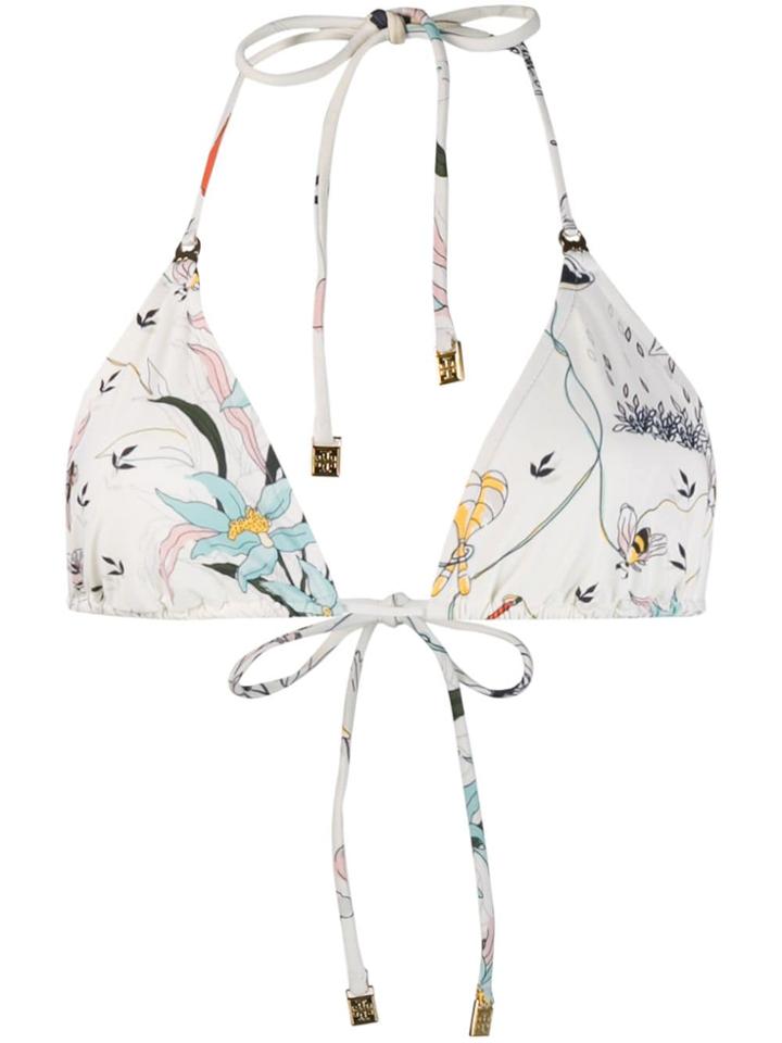 Tory Burch Floral Bikini Top - White