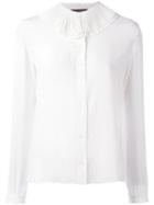 Vanessa Seward Pleated Collar Shirt, Women's, Size: 38, White, Silk