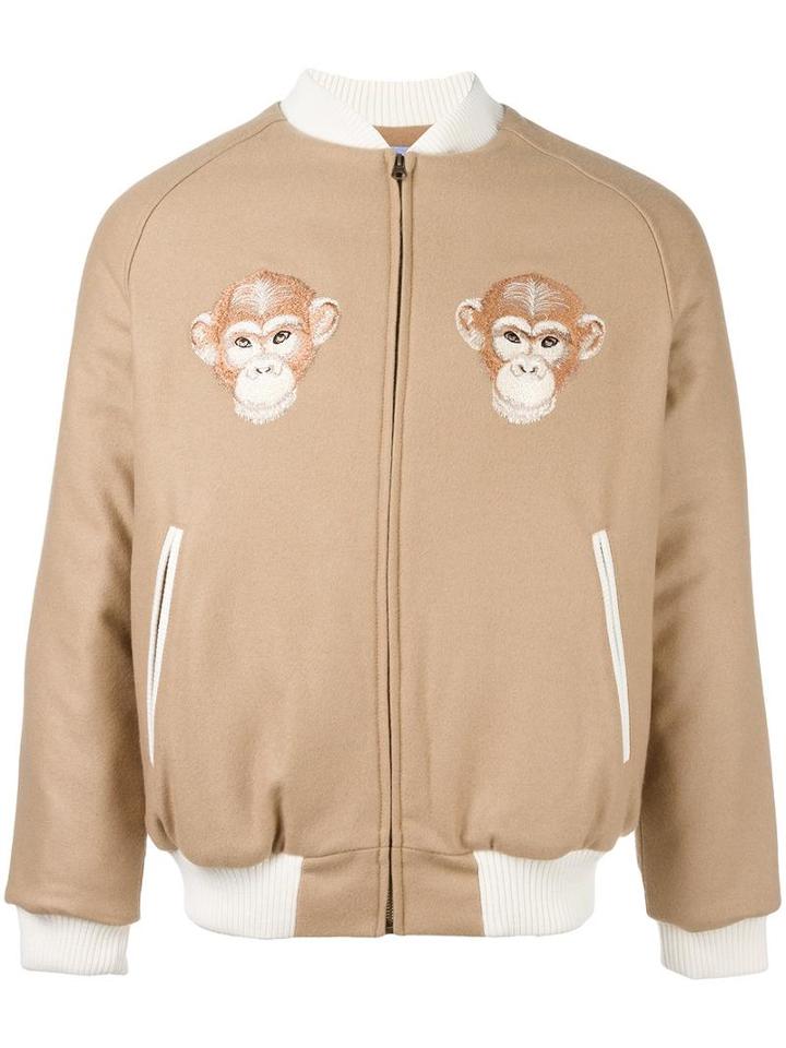 Lc23 'monkey' Patches Bomber, Men's, Size: Medium, Brown, Virgin Wool/cashmere/nylon/polyamide