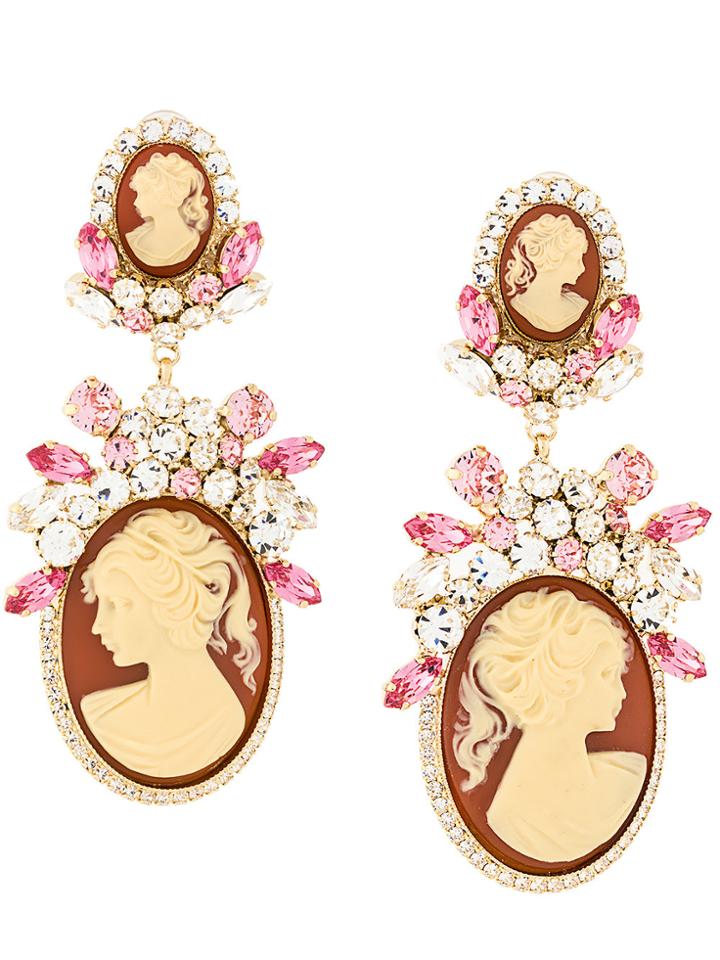 Dolce & Gabbana Portrait Drop Earrings - Brown