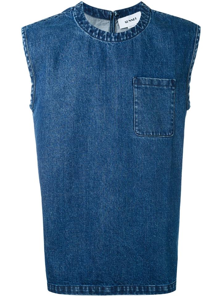 Sunnei - Tank Top - Men - Cotton - S, Blue, Cotton